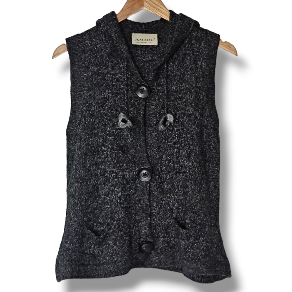 Women's Black Hooded Cardigan Sweater